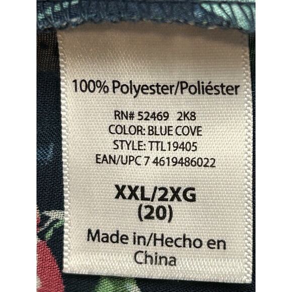 Time and Tru Lace Peasant Top Womens Plus size XXL 20 Blue Floral‎ 2 Piece - Picture 7 of 9